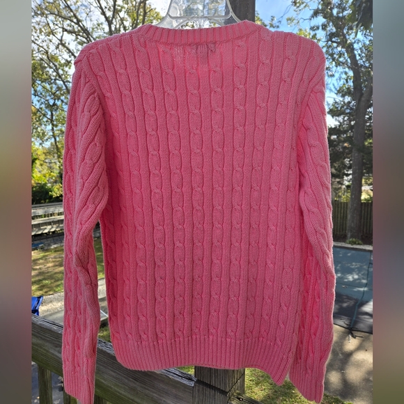 Lilly Pulitzer Pink Cable Knit Long Sleeve Crew Neck Sweater Size M Preppy - Picture 4 of 8